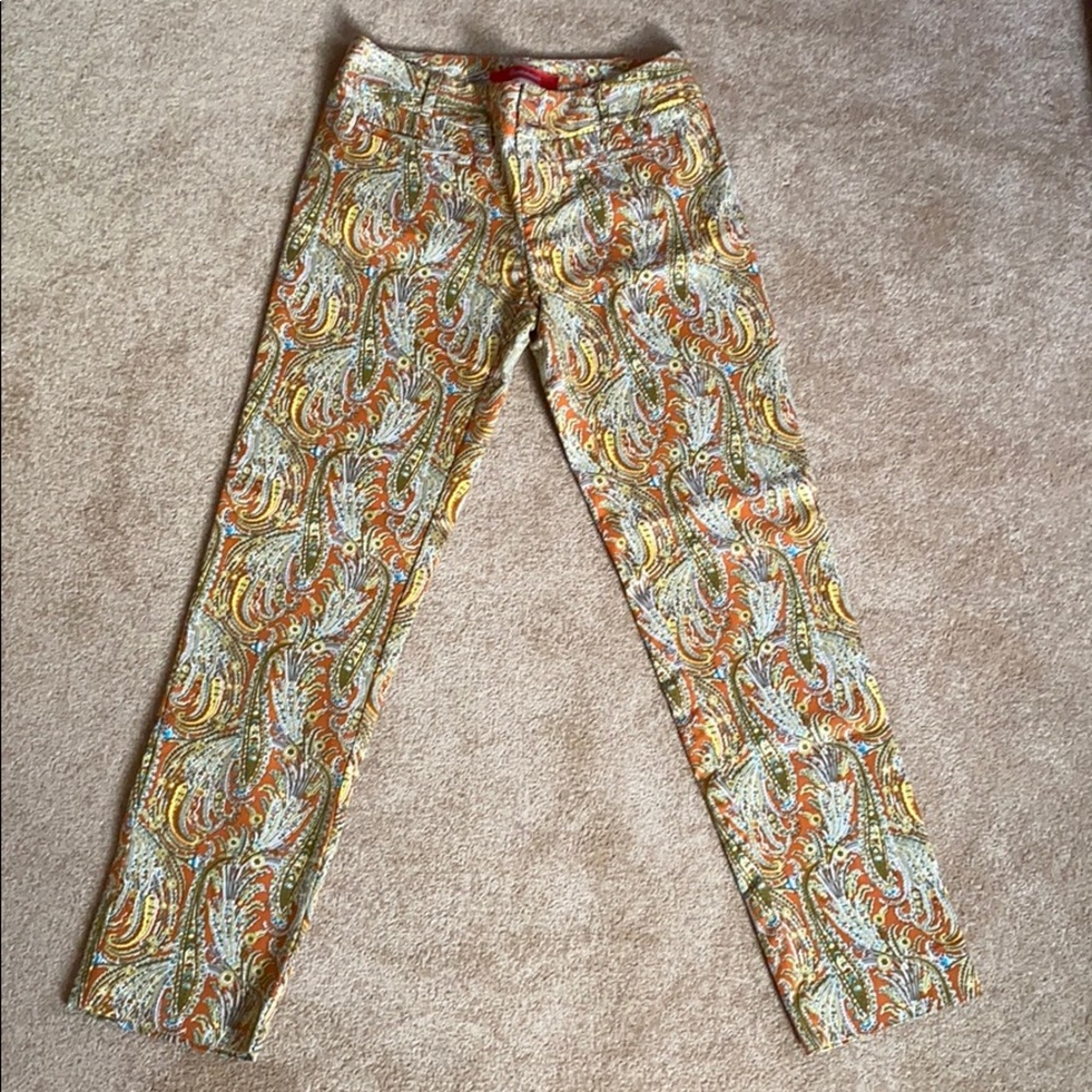 Anthropologie paisley ankle cropped trousers